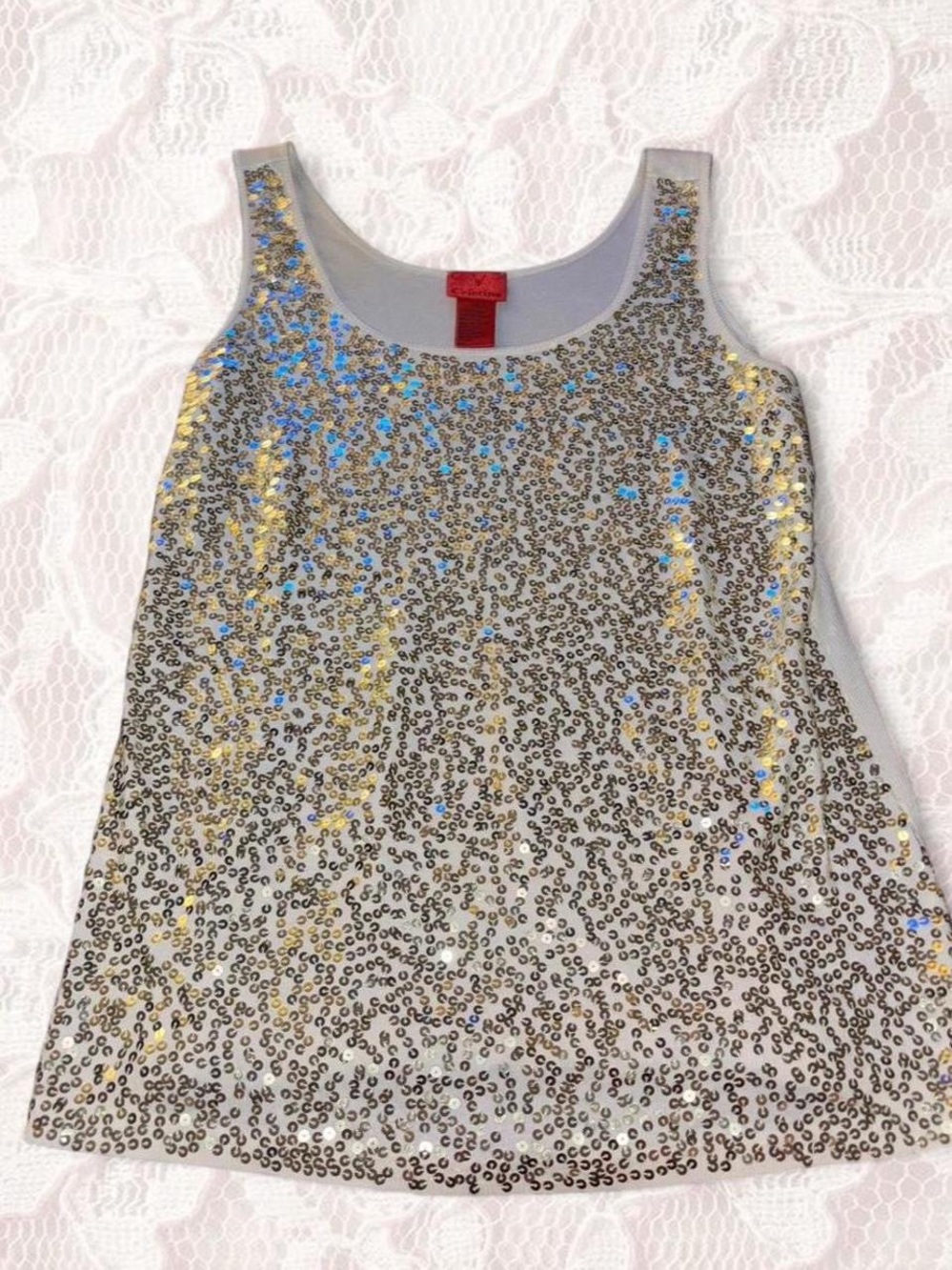 Christina Silver and gold Sequin Tank Top